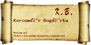 Korcsmár Bogárka névjegykártya